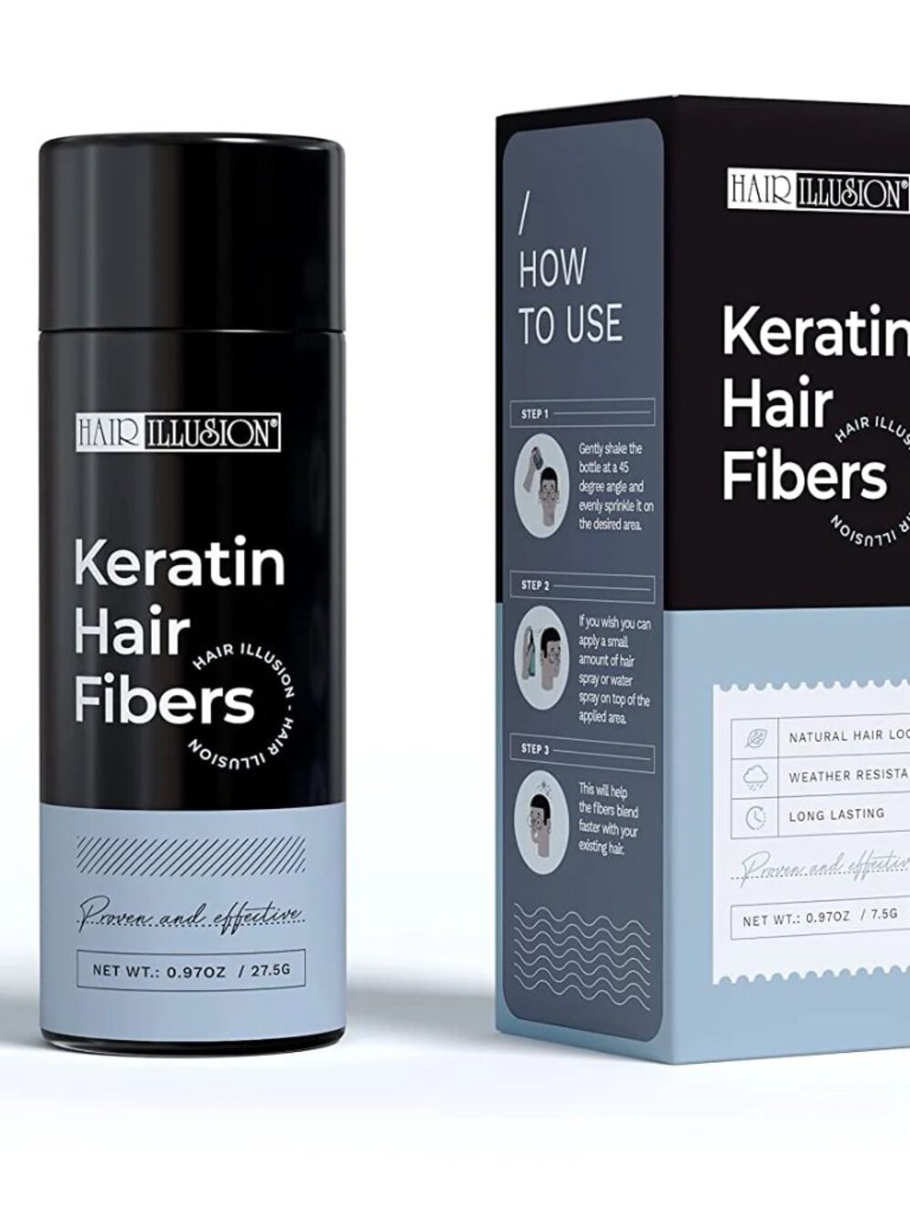 Illusion Keratin System Light Brown Natural Hair Building Fibers .78 oz